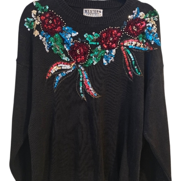 Western Connection Black Sequin Floral Sweater - Picture 11 of 11